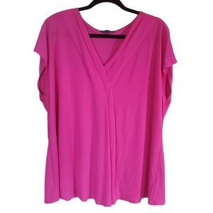 Lane Bryant Hot Pink Top Short Sleeves V Neck Size 22/24